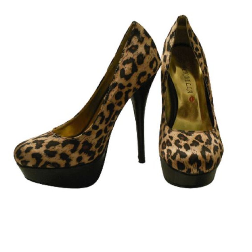Rck Bella Ladies Stilettos Cheetah Animal Print 5.5” Heels, Brown Size 5.5 M